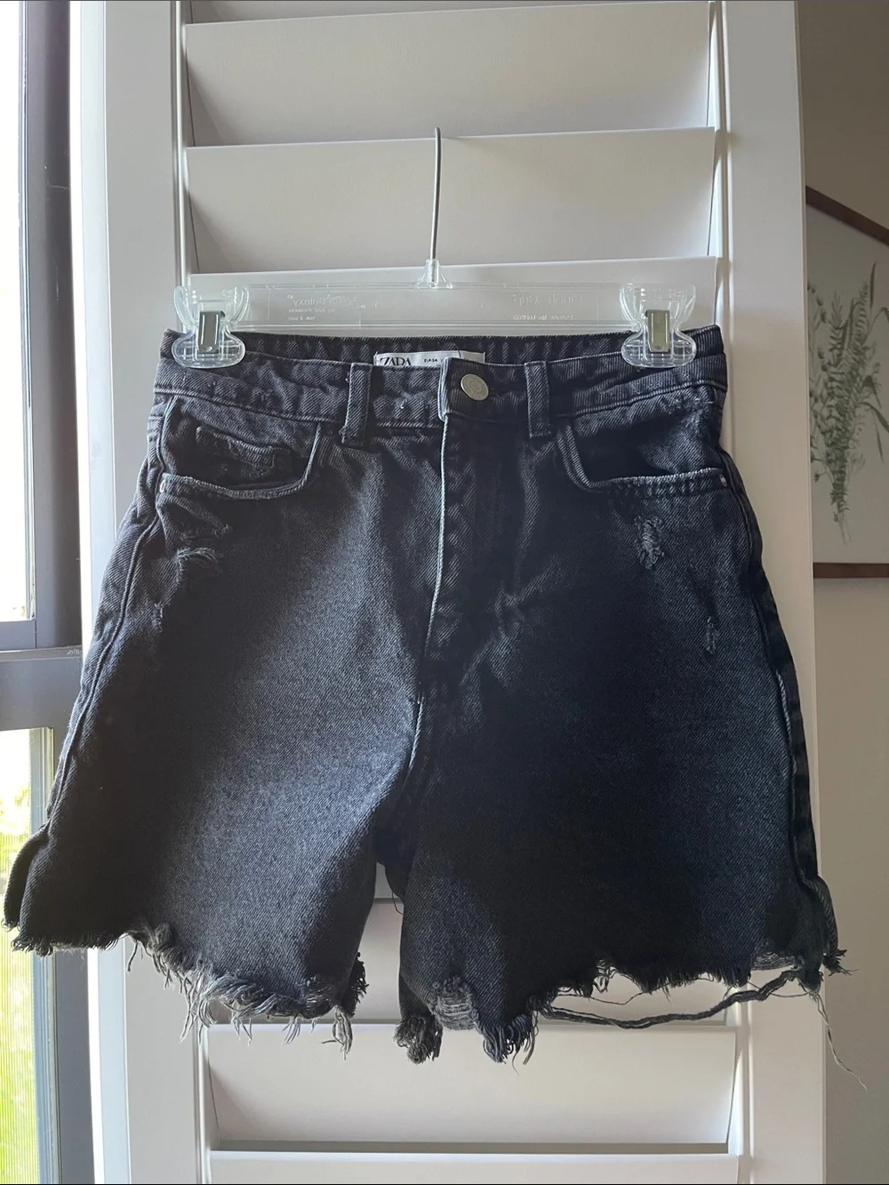Zara black denim high waisted jean shorts